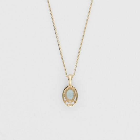 <March Birthstone> K10 Aquamarine Necklace