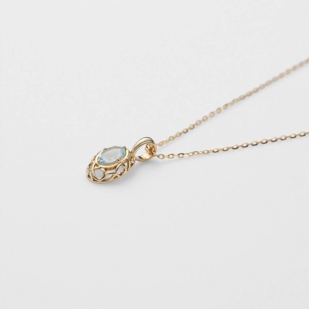 <March Birthstone> K10 Aquamarine Necklace