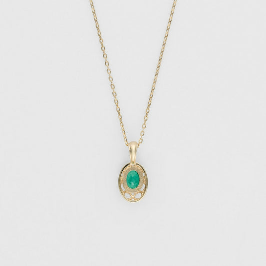 <May Birthstone> K10 Emerald Necklace