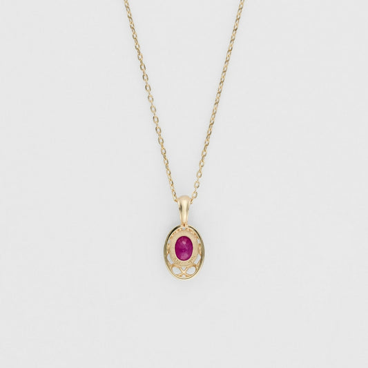<July Birthstone> K10 Ruby Necklace