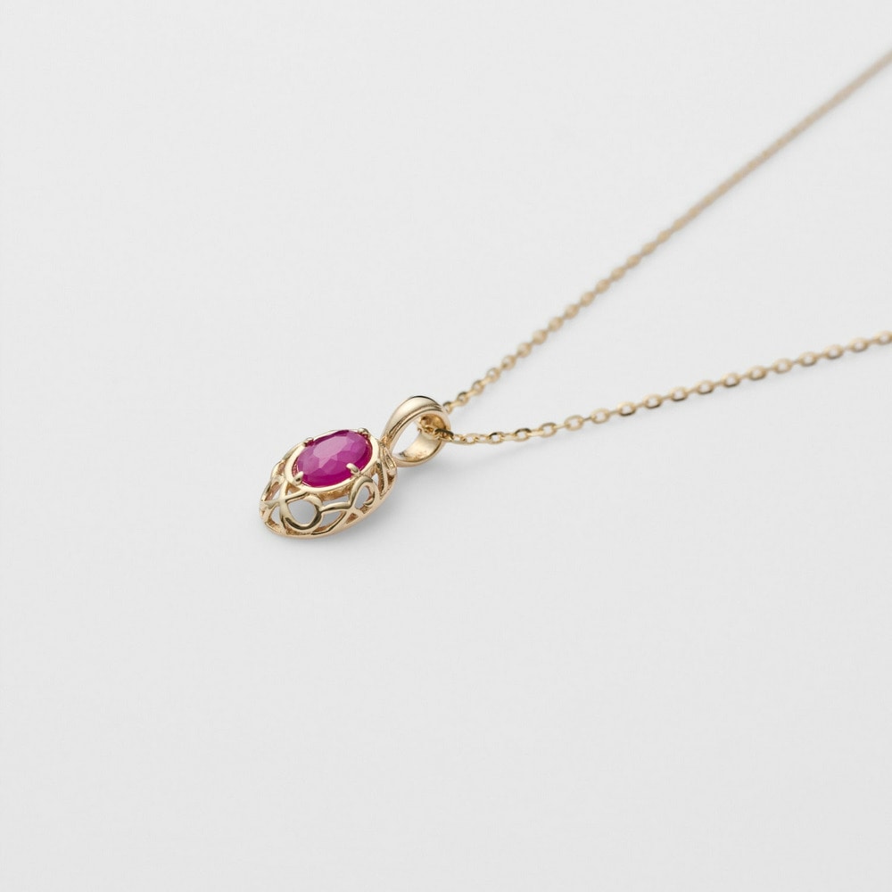 <July Birthstone> K10 Ruby Necklace