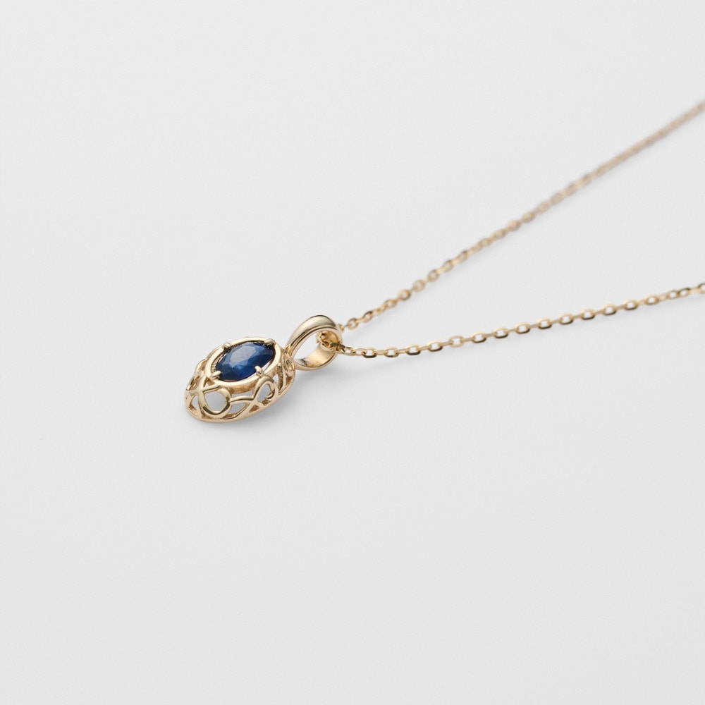 <September Birthstone> K10 Sapphire Necklace