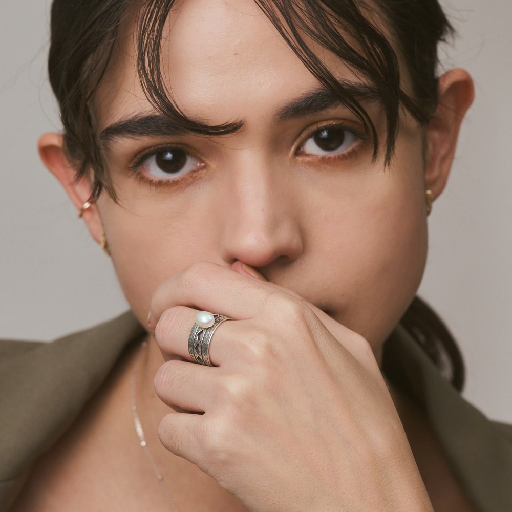 <June Birthstone> Silver Pearl Ring