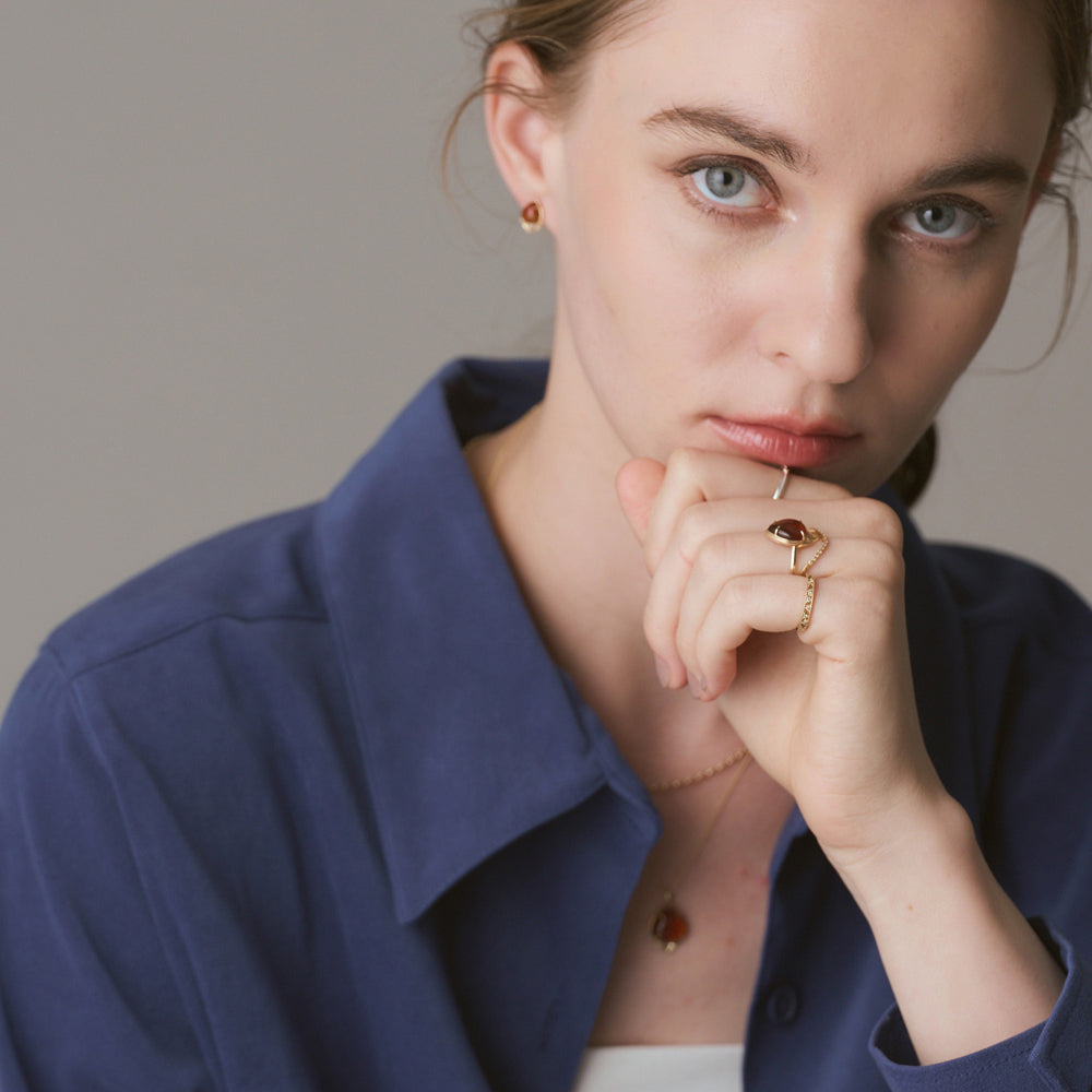 K10 Amber/Diamond Ring