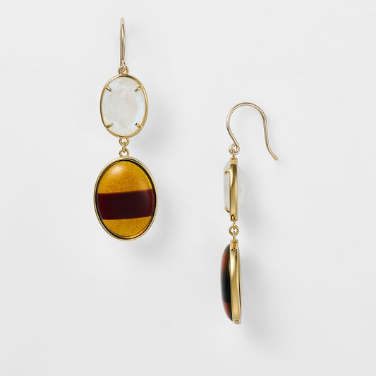 Gold Labradorite/Amber Earrings
