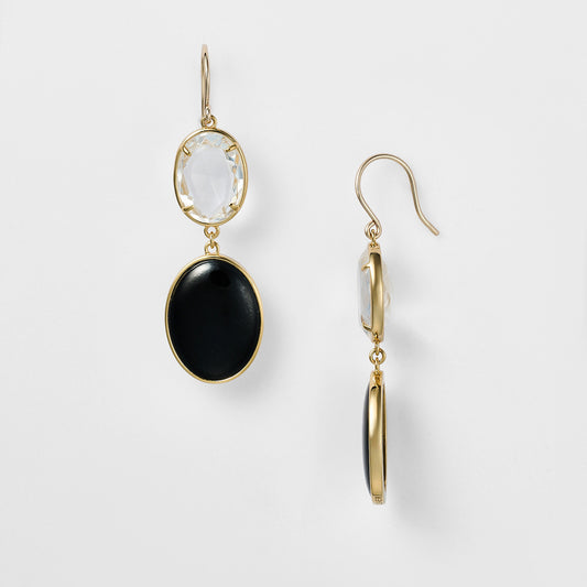 Gold Quartz/Jet Earrings