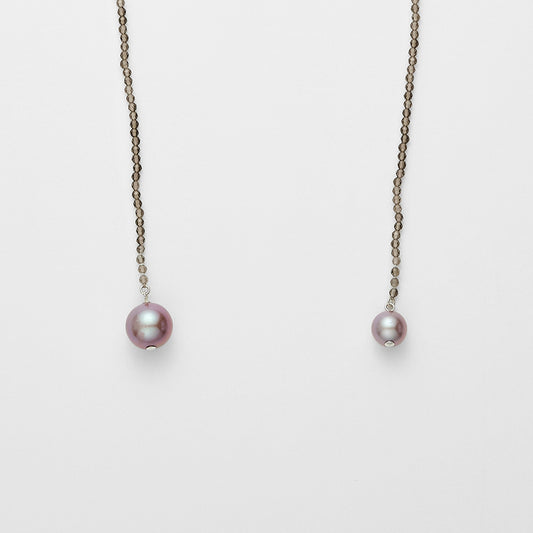 Silver Smoky Quartz/Freshwater Pearl Necklace