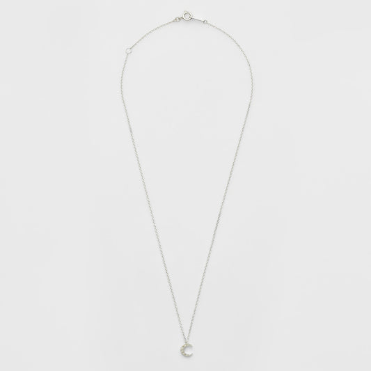 Silver Diamond Crescent Motif Necklace (0.05ct)