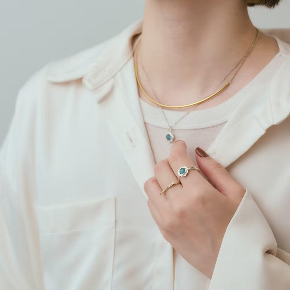 Silver Mosaic Opal/Quartz Ring