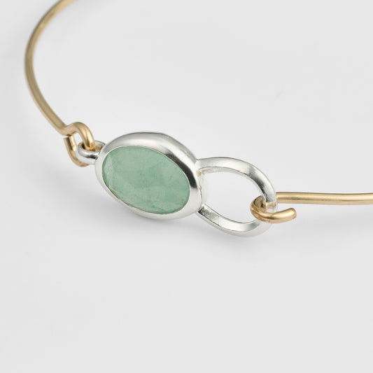 Silver/K14Gf Aventurine Bangle