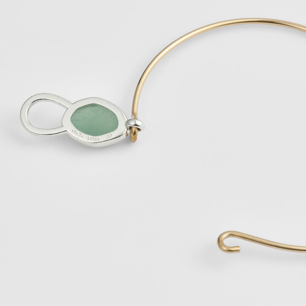 Silver/K14GF Aventurine Bangle