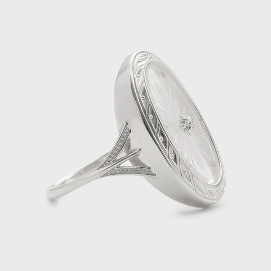 Silver Quartz/Diamond Ring