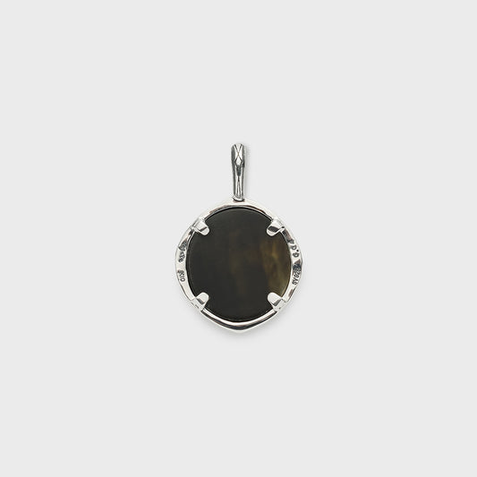Silver/K10 Black Shell Necklace Charm