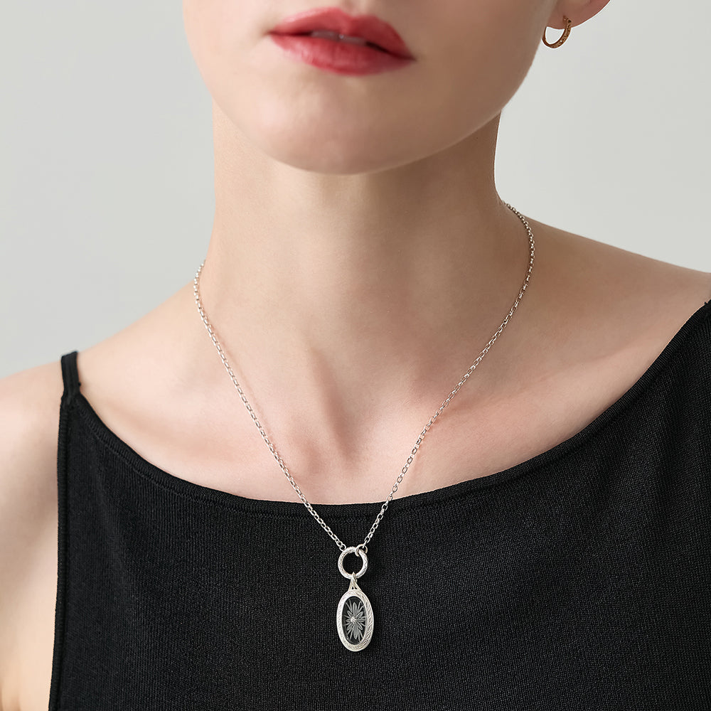 Silver Quartz/Diamond Necklace Charm
