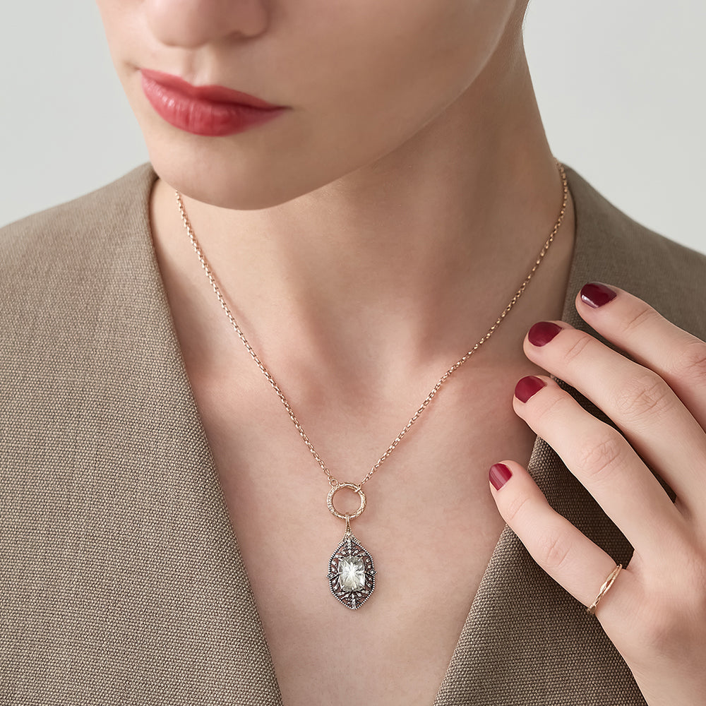 Silver/K10 White Topaz Necklace Charm