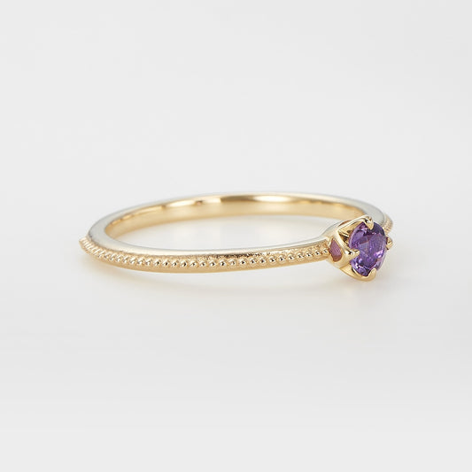 <February Birthstone> K10 Amethyst Pinky Ring (Mother)