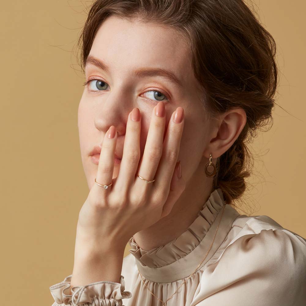 <March Birthstone> K10 Aquamarine Pinky Ring (Mother)