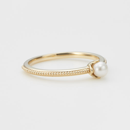 <June Birthstone> K10 Pearl Pinky Ring (Mother)