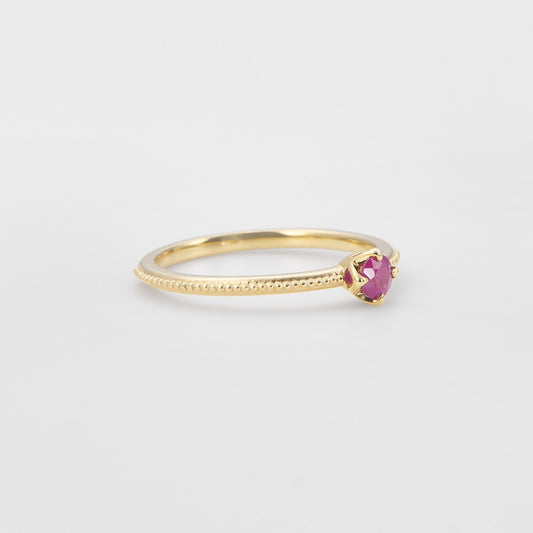 <July Birthstone> K10 Ruby Pinky Ring (Mother)