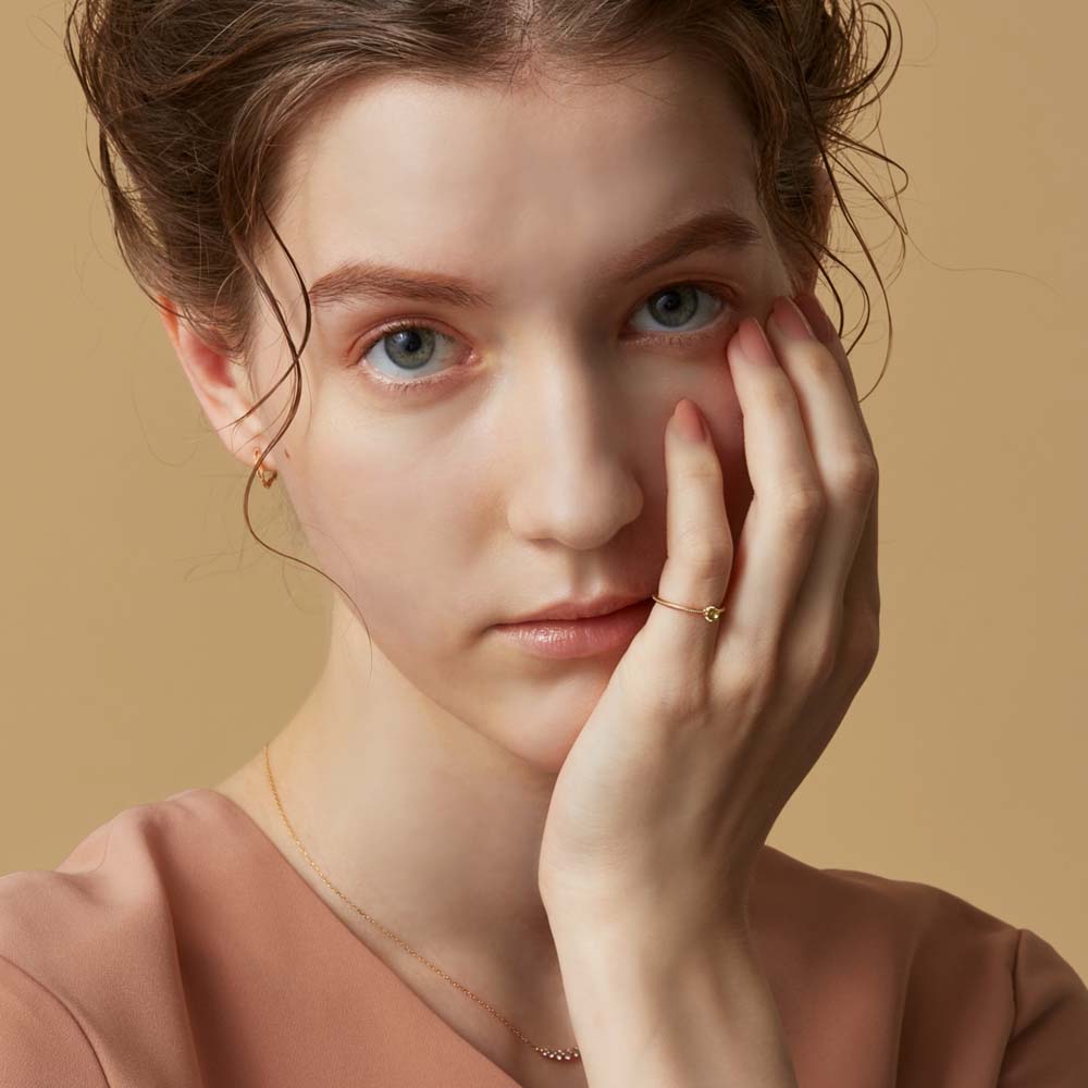 <August Birthstone> K10 Peridot Pinky Ring (Mother)