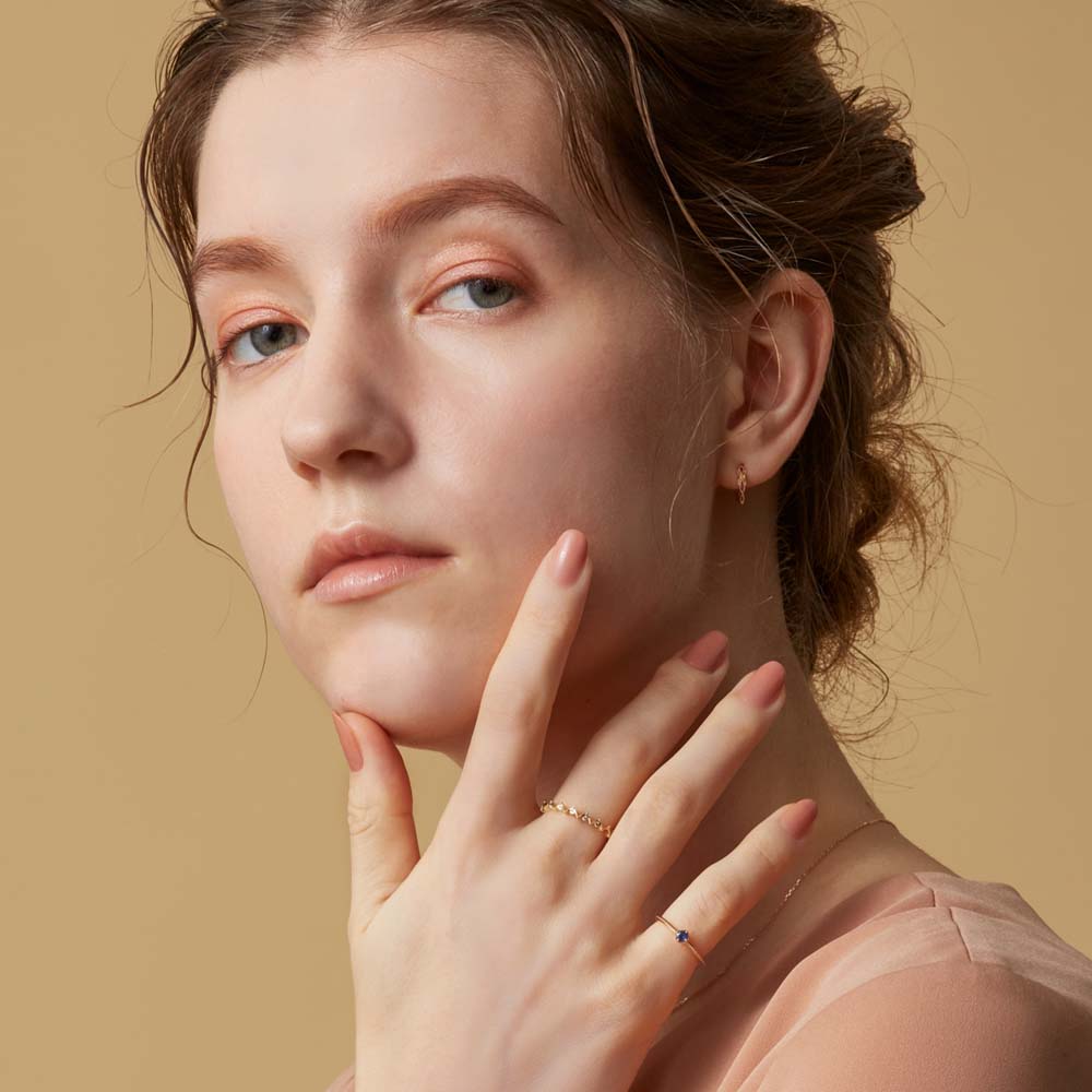 <September Birthstone> K10 Sapphire Pinky Ring (Mother)