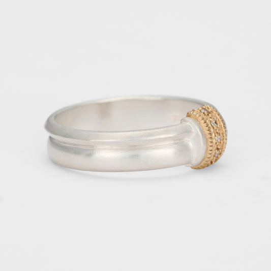 Silver/K10 Diamond Ring (L)