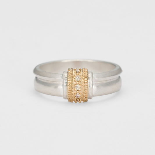 Silver/K10 Diamond Ring (S)