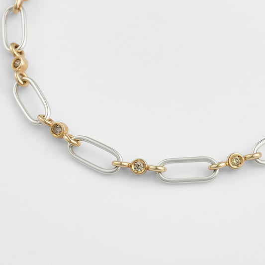 Silver/K10 Diamond Bracelet (0.1Ct)