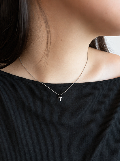 Silver Diamond Cross Motif Necklace (0.05ct)
