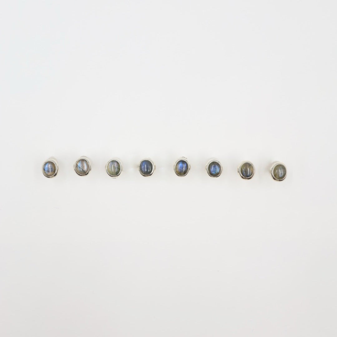 Silver Labradorite Clip-on Earrings
