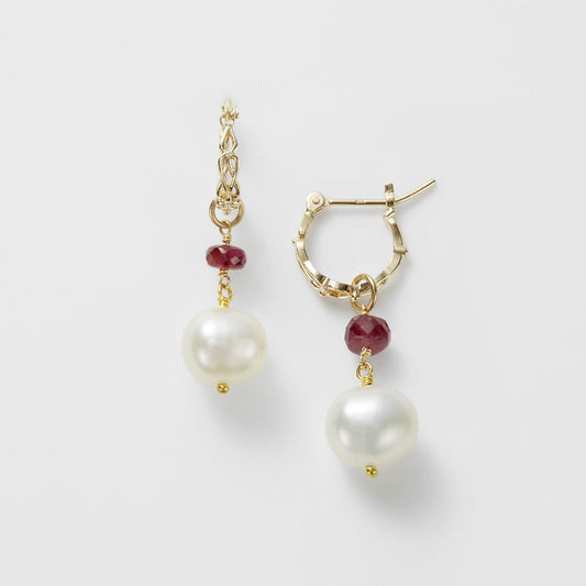 K10 Pearl X Ruby Earring Set