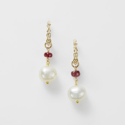 K10 Pearl X Ruby Earring Set
