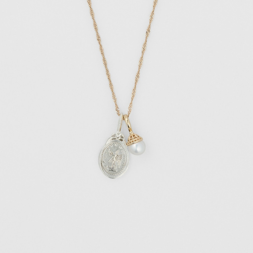 K10/Silver Charm Set Necklace