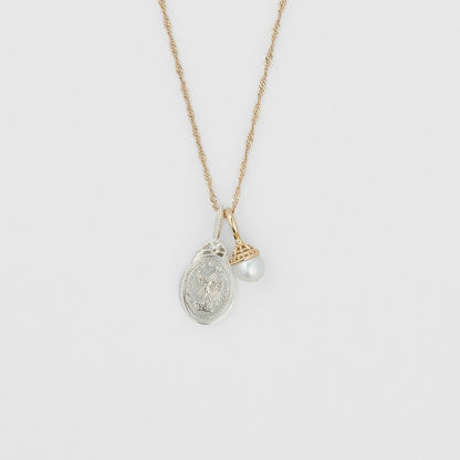 K10/Silver Charm Set Necklace