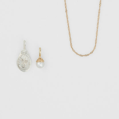 K10/Silver Charm Set Necklace