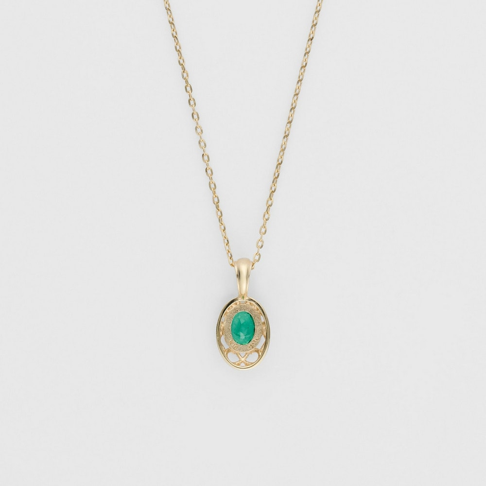 <May Birthstone> K10 Emerald Necklace
