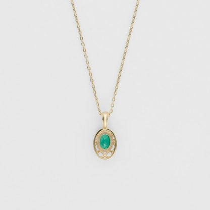 <May Birthstone> K10 Emerald Necklace