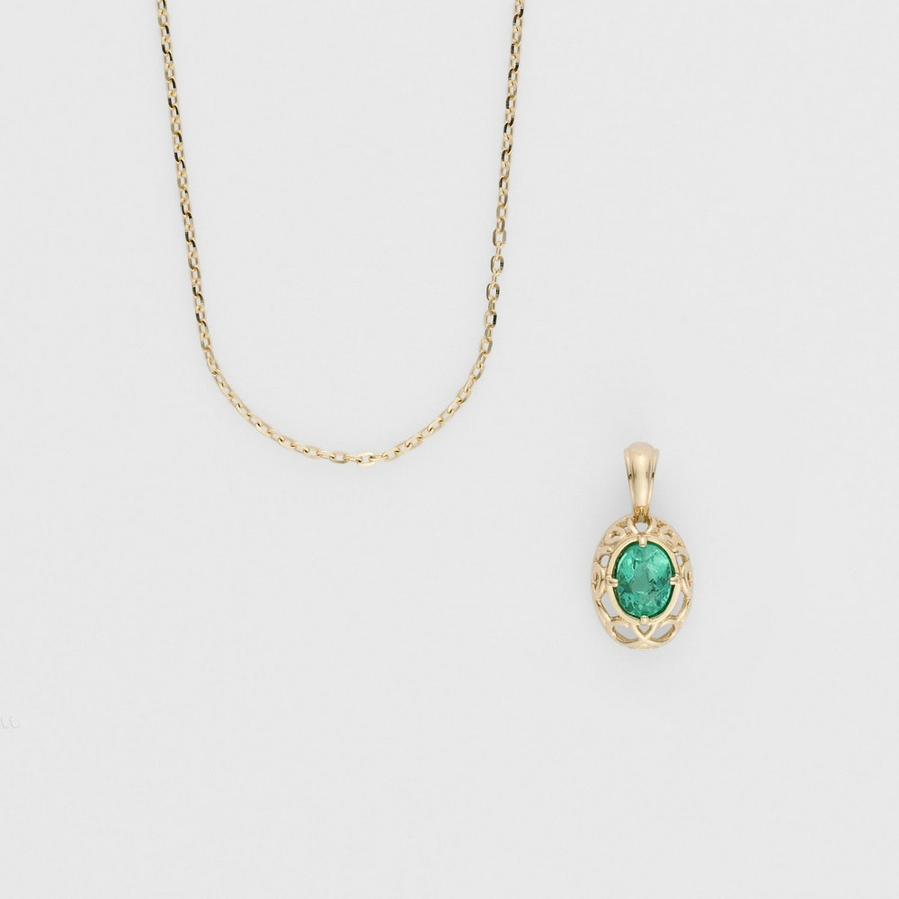<May Birthstone> K10 Emerald Necklace
