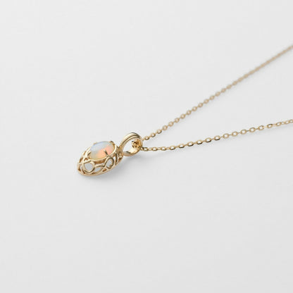 <October Birthstone> K10 Opal Necklace