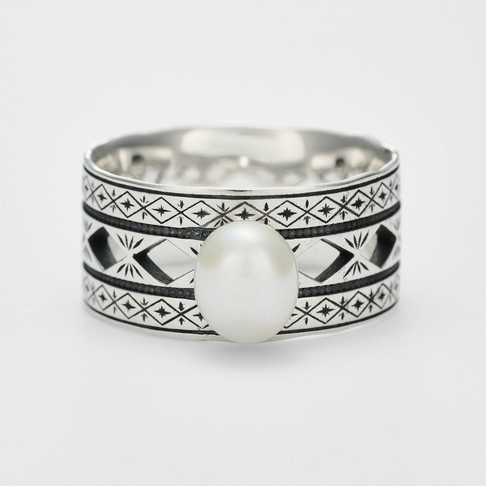 <June Birthstone> Silver Pearl Ring
