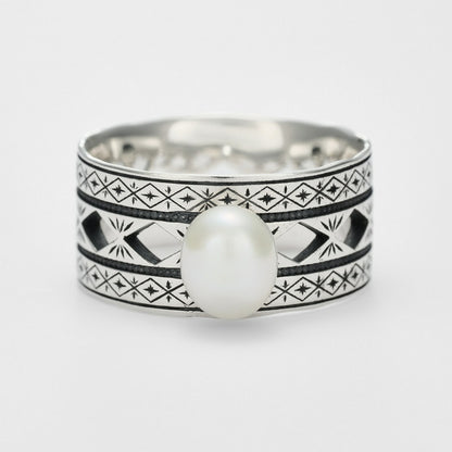 <June Birthstone> Silver Pearl Ring