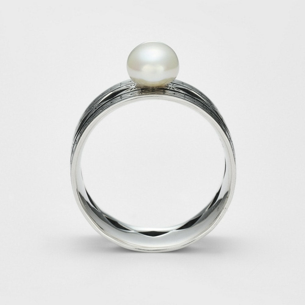 <June Birthstone> Silver Pearl Ring
