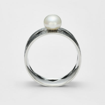 <June Birthstone> Silver Pearl Ring