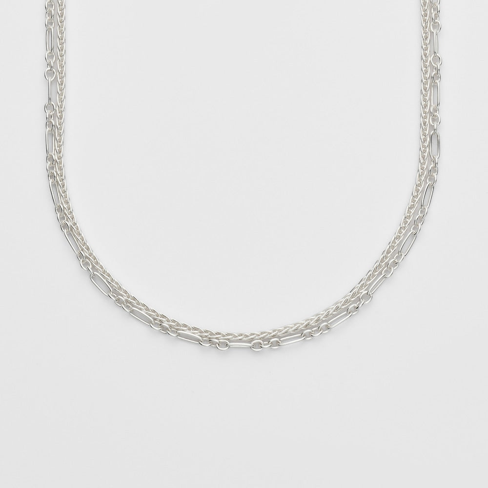 Silver Necklace Chain Set