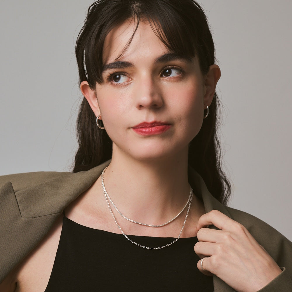 Silver Necklace Chain Set