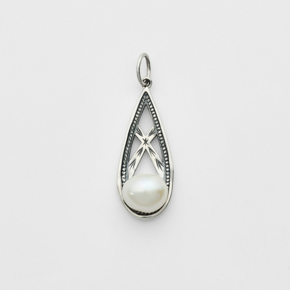 <June Birthstone> Silver Pearl Charm