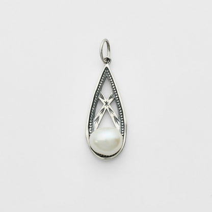 <June Birthstone> Silver Pearl Charm