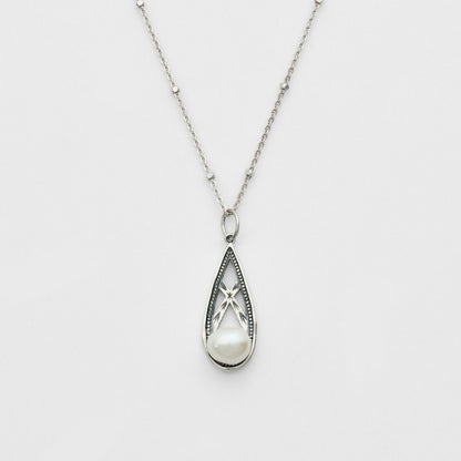 <June Birthstone> Silver Pearl Charm