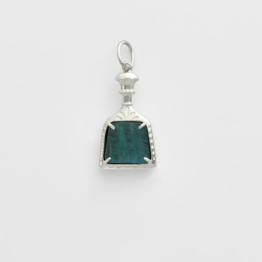 Silver Labradorite/Onyx Charm