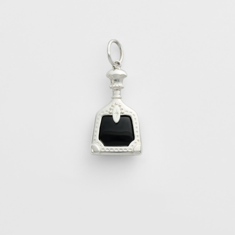 Silver Labradorite/Onyx Charm